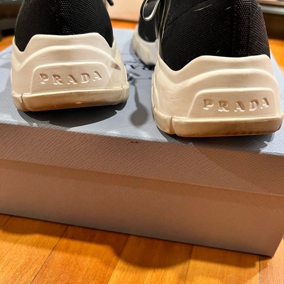 Prada slip on sneaker Calzature Donna black and white athletic shoe Knit 5 - Picture 3 of 10